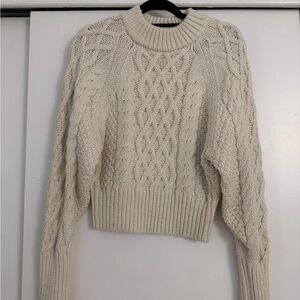 H&M Cream Cable-Knit Crewneck Sweater